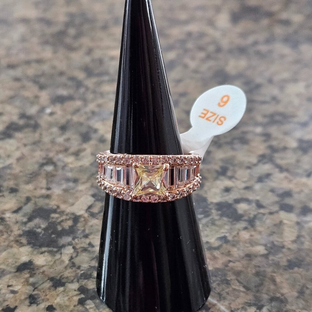 Bomb Party-RBP8624 "Look Again" Lemon Cubic Zirconia Rose Gold Sz 6